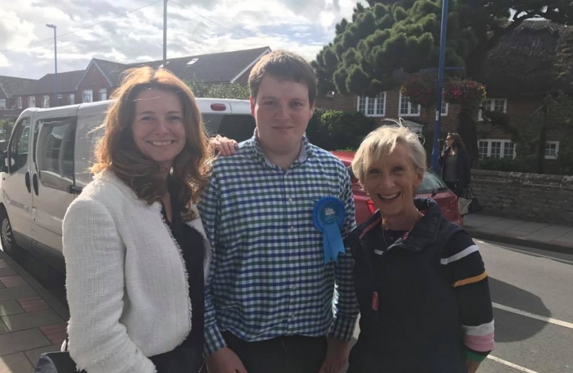 Gillian Keegan with James Watts and Louise Goldsmith, Leader of WSCC