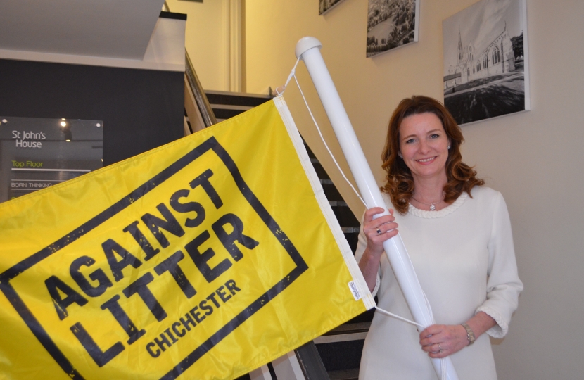 Gillian with the campaign flag 