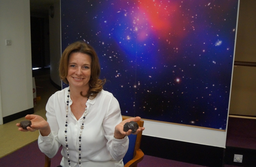 Gillian holding asteroid 
