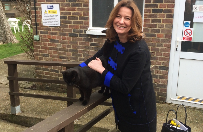 Gillian with resident cat Becky