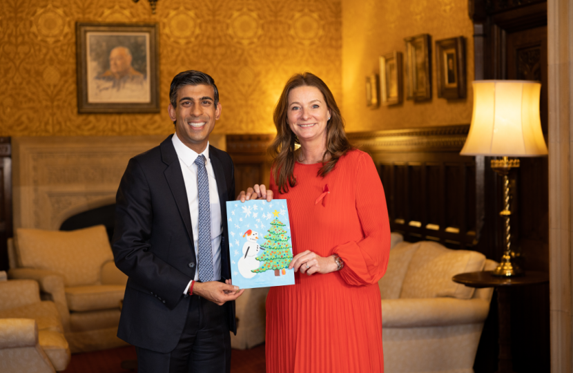 Gillian and Prime Minister Sunak with Christmas Card