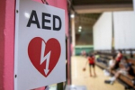 AED next to school sports hall