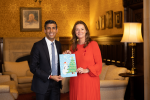 Gillian and Prime Minister Sunak with Christmas Card