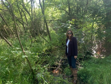 Gillian with beaver dam