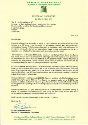 Letter from Gillian to Michael Gove